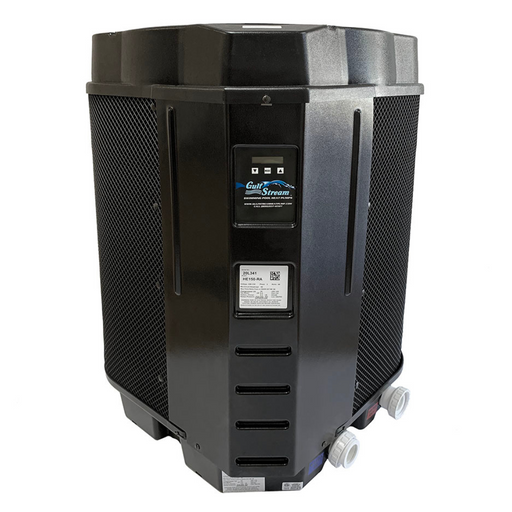Gulfstream 115K BTU Heat Pump 15K Gal HE110RA featuring a titanium heat exchanger, digital control panel, and side vents.