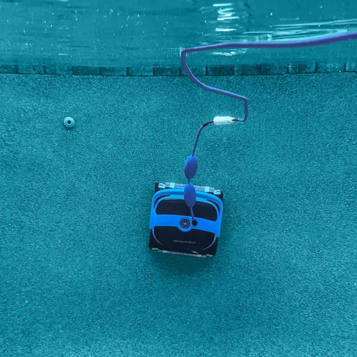 The Maytronics Dolphin Nautilus CC Plus Cleaner 99996406-PCI (with Wi-Fi), a state-of-the-art pool robot from Maytronics, glides effortlessly along the bottom of your swimming pool, tethered to its power cable. Control and monitor its cleaning progress seamlessly with the MyDolphin Plus app.