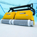 Two Maytronics Dolphin Wave 120 Commercial Robotic Pool Cleaners (model 9999359-W120) submerged underwater, their cleaning brushes visible at the bottom, perfect for efficient pool maintenance.