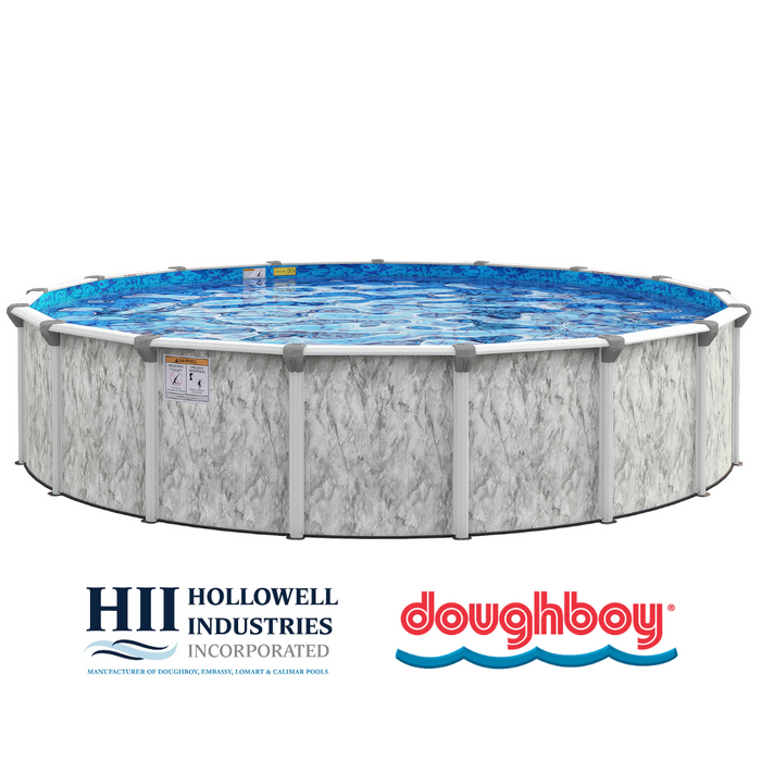 Ocean Current Round Steel Pool Kit with Skimmer & Liner - 54" Wall - 7" Rails