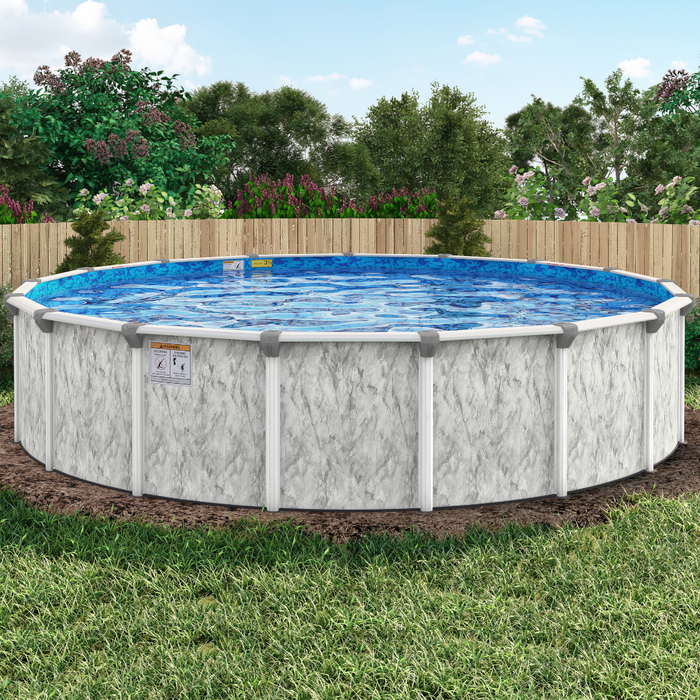 Ocean Current Round Steel Pool Kit with Skimmer & Liner - 54" Wall - 7" Rails