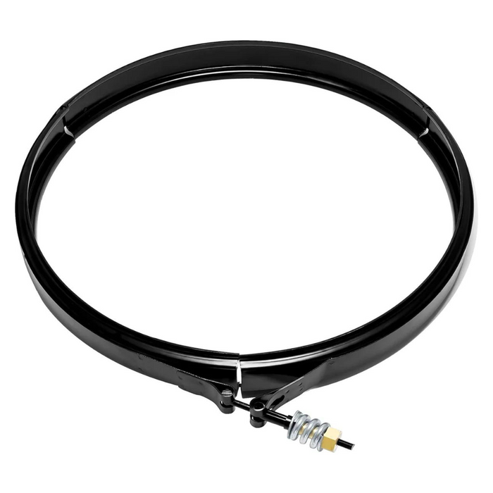 Black embroidery hoop featuring a metal spring tensioning mechanism, similar to the precision of the Pentair Pool 190003 Clamp Kit with Tension Control.