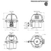 A technical diagram of the Pentair Pool 333K BTU Max-E-Therm Propane Gas Heater SR333LP illustrates the heater with front, back, side, and top views. This smart pool heater features a cupro-nickel exchanger, including measurements and clearly labeled inlets/outlets for seamless installation.