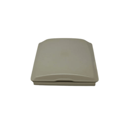 An almond-colored, closed, square plastic case with smooth edges and a slightly raised top houses the Pentair 356159Z IntelliFlo3 VSF Touchscreen Add On Kit from Pentair Pool.