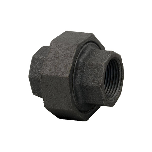 A dark metal pipe fitting with a hexagonal nut shape, similar to those in the Pentair 38404-4097S Union Burner System for Mastertemp Heater by Pentair Pool, displayed against a white background.