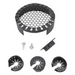 Pentair Pool's honeycomb grill, featuring a black finish, screws, and diverse circular attachments, is prominently displayed against a white background. As part of the MasterTemp Heater series, this component can be easily paired with the Pentair 475265 Air Orifice Anti Rodent Kit for seamless integration.