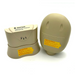 The Pentair 523434 Wireless Link Kit with Ethernet Module, from the IntelliCenter Control Systems by Pentair Pool, includes two tan devices featuring yellow instruction labels on a white background.