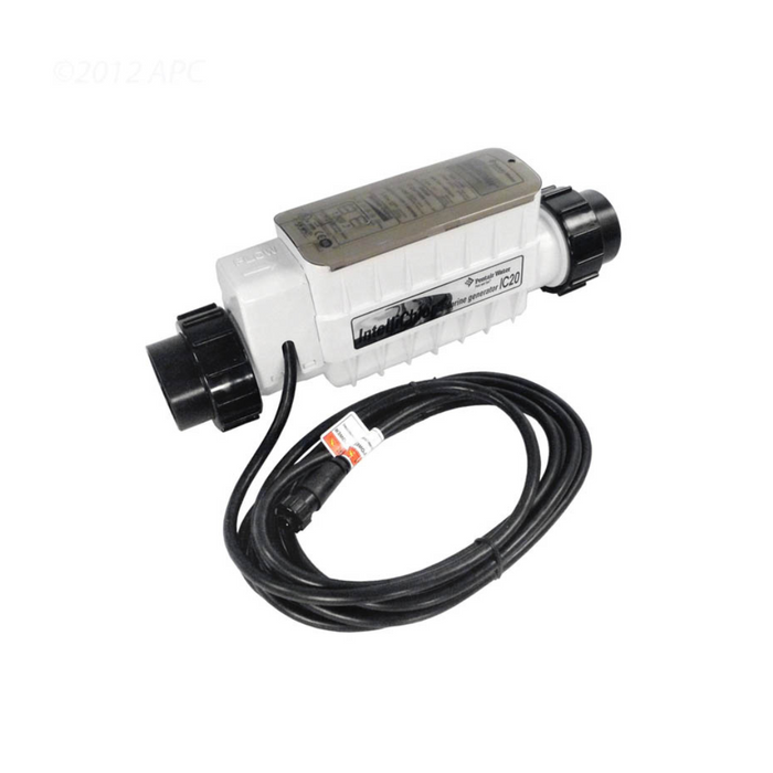 A Pentair Pool IntelliChlor IC20 electric saltwater chlorine generator cell (model EC-520554) for a 20,000-gallon system, featuring a white and black design with an attached power cord.