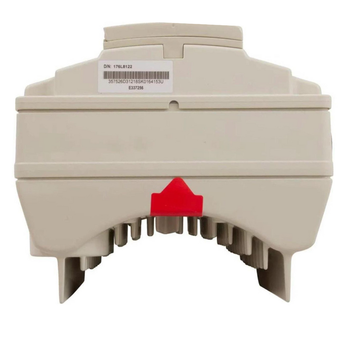 This beige electronic device, distinguished by a label on top and a red triangular mark on the lower front, is the Pentair 356922Z IntelliFlo VSF Drive Kit from Pentair Pool, providing precise control with its variable speed drive.