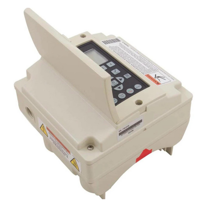 With the Pentair Pool's 356922Z IntelliFlo VSF Drive Kit, a technical control box featuring an open compartment exposes buttons and a small display screen, ensuring seamless integration for efficient management.