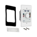 White wall-mounted dimmer switch featuring a sleek black faceplate, complete with two screws and a small plastic packet, ideal for pool lighting. Pair it with your Pentair Pool 618031 Color Sync Controller to effortlessly manage automated schedules.