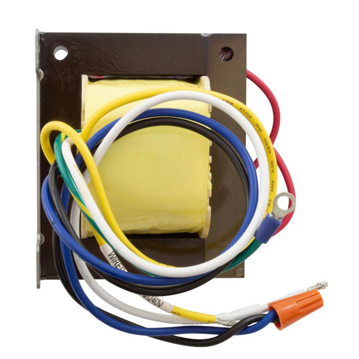 The Pentair Pool Transformer, model 520722 EasyTouch, boasts various colored wires coiled around it, effortlessly integrating with the IntelliChlor Salt Chlorine Generator for optimal performance.