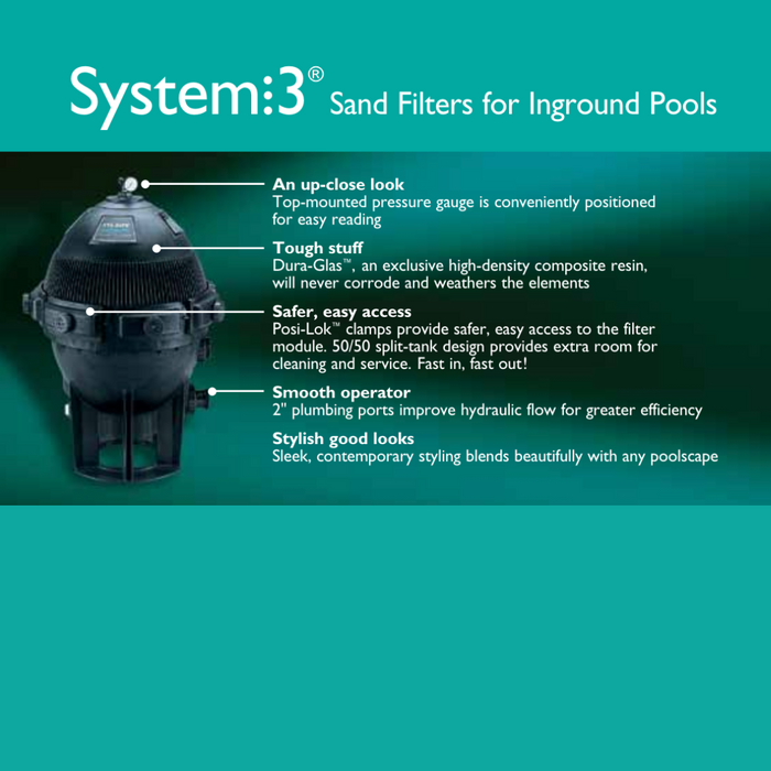 Pentair Sta-Rite 21" 2.4 Sq Ft System:3® Side Mount Stainless Steel Sand Filter S7S50