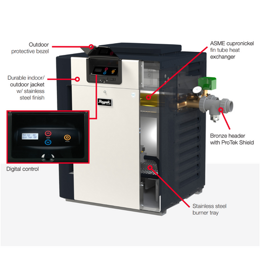 Raypak 013744 R408A Natural Gas Professional ASME Commercial Heater 399K BTU-Vita Filters