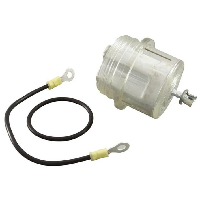 The Raypak 017960F Digital Pool Heater ProTek Shield Kit features a clear spark plug boot with a black cable and metal connectors, enhancing the patent-pending technology of Raypak digital gas pool heaters for efficient performance.