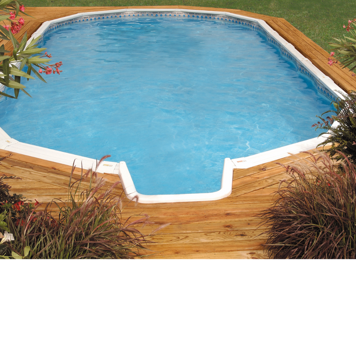 Rio Grande Oval Steel Pool Kit with In-Wall Step & Skimmer & Liner - 52"/54" Wall - 8" Rails