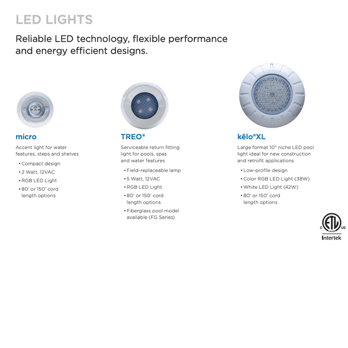 S.R. Smith 80' TREO LED Multi Color Pool Light FLED-C-TR-PK8 - 8-Pack