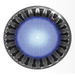 A round, metallic object with a blue and white illuminated center, resembling a futuristic light or vent. This innovative design is reminiscent of Spa Electrics' ATOM EM Niche Style 3" LED Pool Lights, featuring high-intensity Ceramic Light Engine technology.