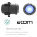 The Spa Electrics ATOM EM Niche Style 3" LED Pool Lights provide blue illumination with a high-intensity Ceramic Light Engine, making them ideal for concrete, vinyl, and fiberglass pools.