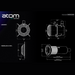Technical diagram of the Spa Electrics ATOM EM Niche Style 3" LED Pool Lights, featuring dimensions and cross-sections for fiberglass, vinyl, and concrete pools. Includes details on high-intensity Ceramic Light Engine Mini Niche-style LED pool lights.