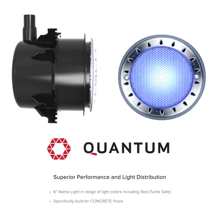 Spa Electrics QUANTUM WN Series 6" LED Pool Lights Q6. Superior Performance and Light Distribution, the black cylindrical pool light features blue illumination. With its high-intensity Ceramic Light Engine, this underwater LED swimming pool light belongs to the Spa Electrics Quantum Series, ensuring brilliance and efficiency in every splash.