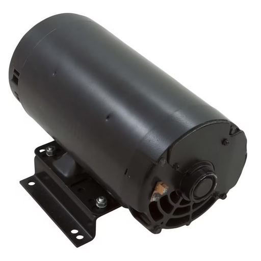 Speck's 6.0HP 3-Phase Pump Motor (Model F/21-80/34BS 0818616400) is shown from the side, highlighting its robust design and efficiency, with a sleek black finish and mounting bracket.
