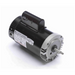 The Century 2.0HP Pump Motor 1 Ph 230V Y56J B2979 by Century features a black and silver design with a stainless steel shaft and a mounted box on top, complemented by sealed ball bearings for enhanced energy efficiency and durability.