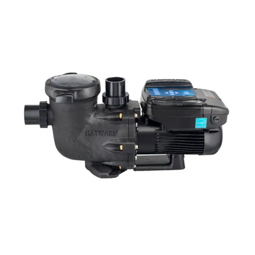 A Hayward W3SP3206VSP TriStar VS Variable Speed Pump with a digital display and various connection points, showcasing 2.7 HP energy-efficient performance, is featured on a white background.