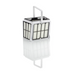 A rectangular air filter with a handle on top, featuring white pleated material and a black frame, sits beside the Hayward R130 Robotic Cleaner by Hayward on a reflective surface.