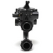 Detailed view of a black multiport valve for a pool or spa filtration system, showcasing multiple ports and handles. This high-quality Hayward SP0710X62 Side Mount Multiport Backwash Valve with 1-1/2" ports is essential for sand swimming pool filters, ensuring efficient backwash and optimal performance.
