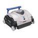 Introducing the Hayward W3RC9742WCCUBY SharkVac XL Robotic Cleaner with Caddy, an automatic pool cleaner featuring a sophisticated gray and black body design, a blue handle for easy maneuverability, and smart steering technology.