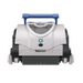 Front view of the Hayward W3RC9742WCCUBY SharkVac XL Robotic Cleaner with Caddy, showcasing a handle, brushes, and wheels in a sleek gray and black color scheme. This unit features smart steering technology and a top-access filter for easy maintenance.