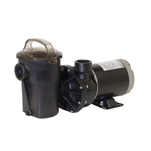The Hayward W3SP1580 Power-Flo LX 1.0HP Vertical Above Ground Pump with a 6' Cord, featuring an energy-efficient motor and filter housing, is showcased on a white background.