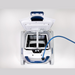 Top view of an open Pentair Pool Pentair 360322 Prowler 920 Inground Robotic Pool Cleaner with a blue hose attached, revealing the internal compartment and top-access filtration basket.
