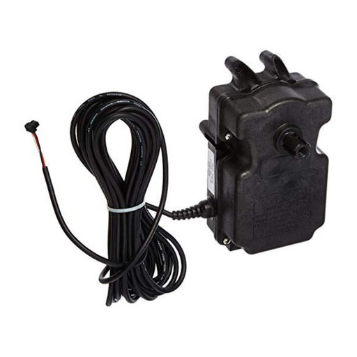 Black power adapter featuring a long coiled cable and a small connector on one end, perfect for use with the Pentair CVA24L Valve Actuator in 24VAC control systems.