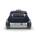 Front view of the Polaris FREEDOM™ Plus Cordless Robotic Cleaner with LiFi, Remote, and Caddy, featuring treads and an intuitive control panel, set against a pristine white background.