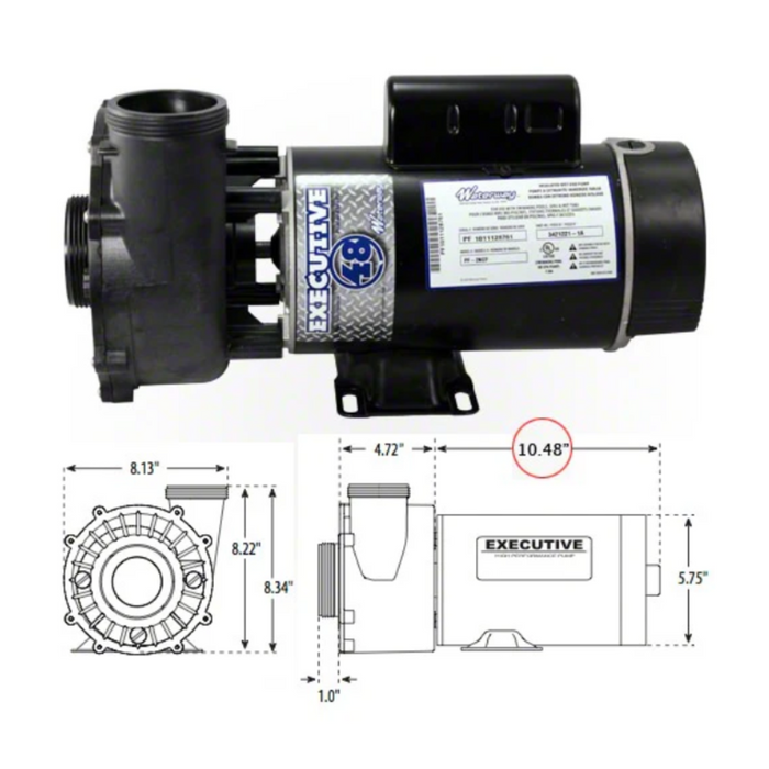 Waterway 3420610-1A Executive 1.5 HP 2 Speed 48Y Pump 2" 115V