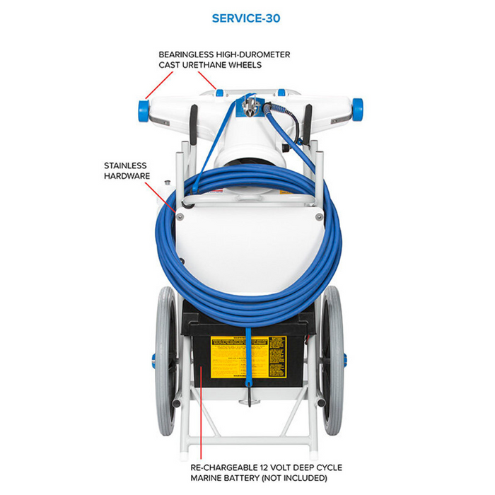Hammerhead Service-30 Pool Vacuum Cleaner – 30" Head, 60' Cord (No Charger, No Battery)
