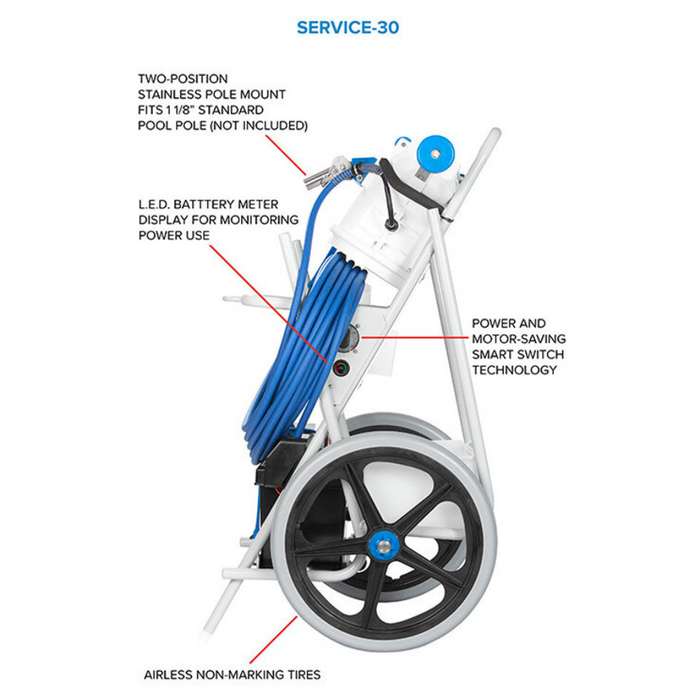 Hammerhead Service-30 Pool Vacuum Cleaner – 30" Head, 60' Cord (No Charger, No Battery)