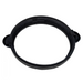 The Hayward CCX1000D XStream Cartridge Filter Lock Ring Assembly with 2 Safety Clips is a black circular plastic component with tabs on opposite sides, resembling a ring or gasket, ideal for use in Lock Ring Assembly systems.