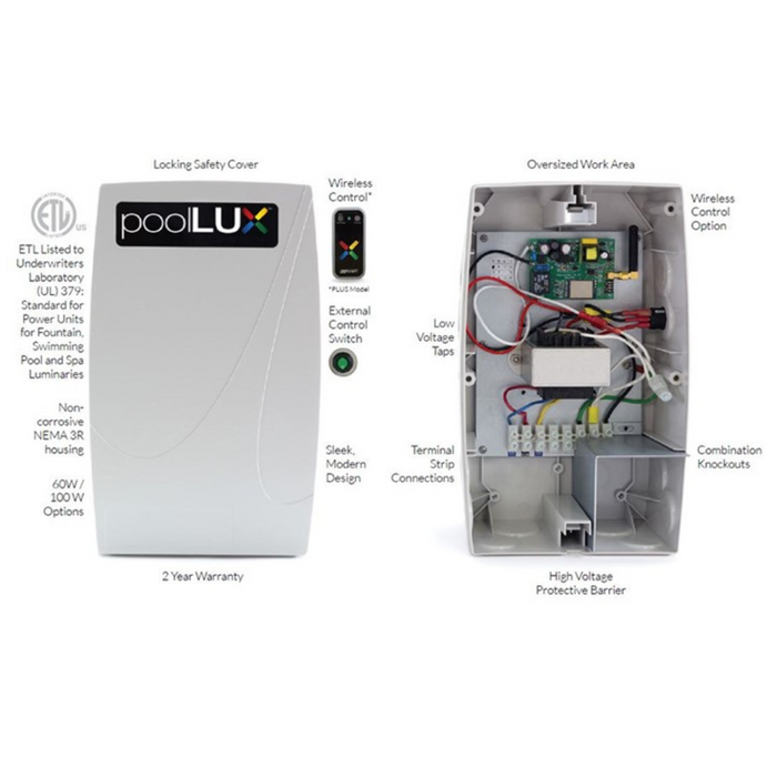 S.R. Smith poolLUX Plus LED Light Control Transformer 60W with Remote (PLX-PL60)