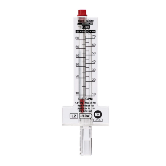 Blue-White F-300 Series 2" PVC Flowmeter 20-120 GPH F-30200P