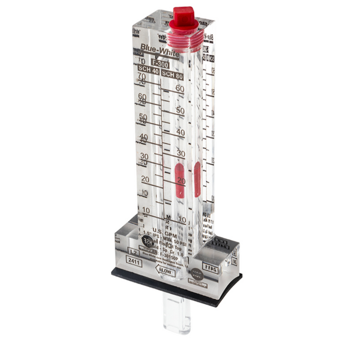 Blue White F-300 Series 1.5" PVC Flowmeter 10-70 GPH F-30150P