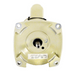 Front view of a square beige mechanical component featuring a central shaft and label, highlighting the energy-efficient design typical of Pentair Pool's 1.5HP Motor 1 Ph 208/230V 56Y 355012S WFE-6/28, used in WhisperFlo pumps.