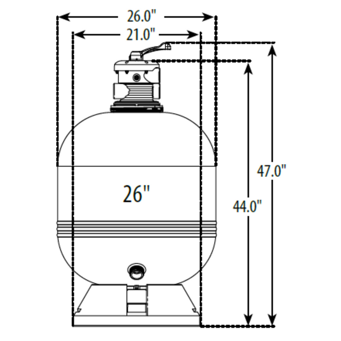 Waterway 26" 3.5 Sq Ft Carefree Top-Mount Sand Filter 1.5" MPV (FS02629)
