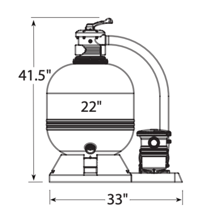 Waterway 522-5347-3S 1.5HP 22" Carefree Sand Filter System