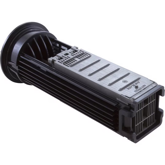 A close-up of an optical transceiver module with a black and metallic casing, reminiscent of the sleek design found in the Zodiac R0503000 Nature2 Fusion Soft 1400 Cell Kit for 40K gal Pools, used for network data transmission.