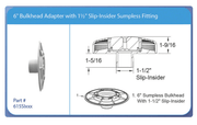 AquaStar 615SI101 6" Bulkhead Adaptor for 6HP 1.5" SPG, White – Vita Pool Supply