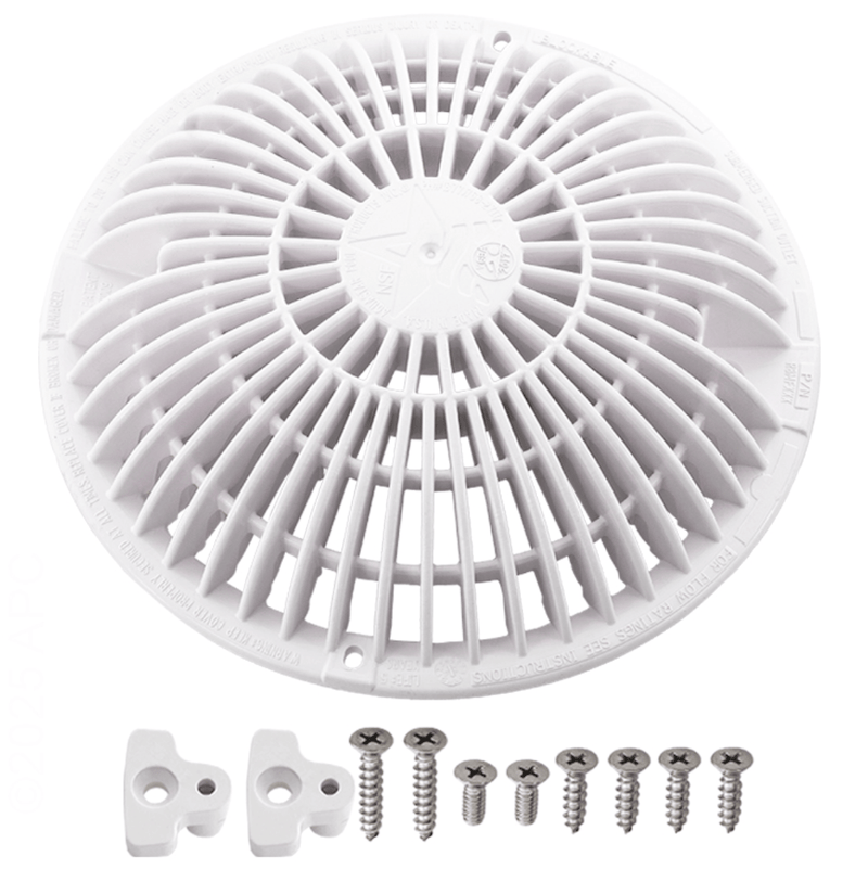 AquaStar R8MF101 8" x 8" Moflow Retro Cover w/Screws, Bushing, White – Vita Pool Supply