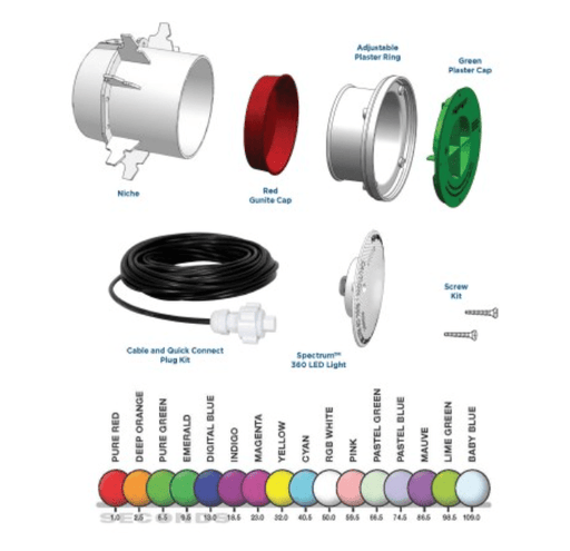 Blue Square Spectrum 360 Multi - Color 100' Cable Light Kit for Jandy/Wall, K1008 - J – Vita Pool Supply